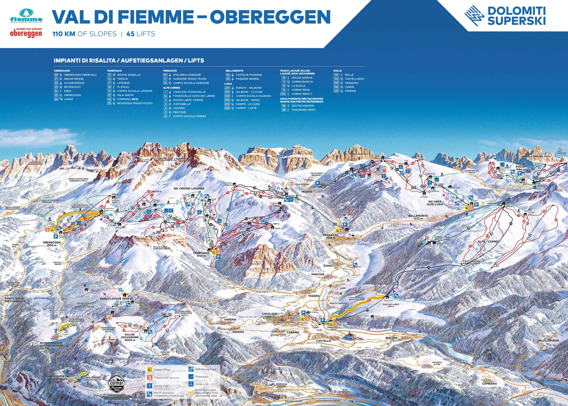 Alpe Cermis – Cavalese ski map